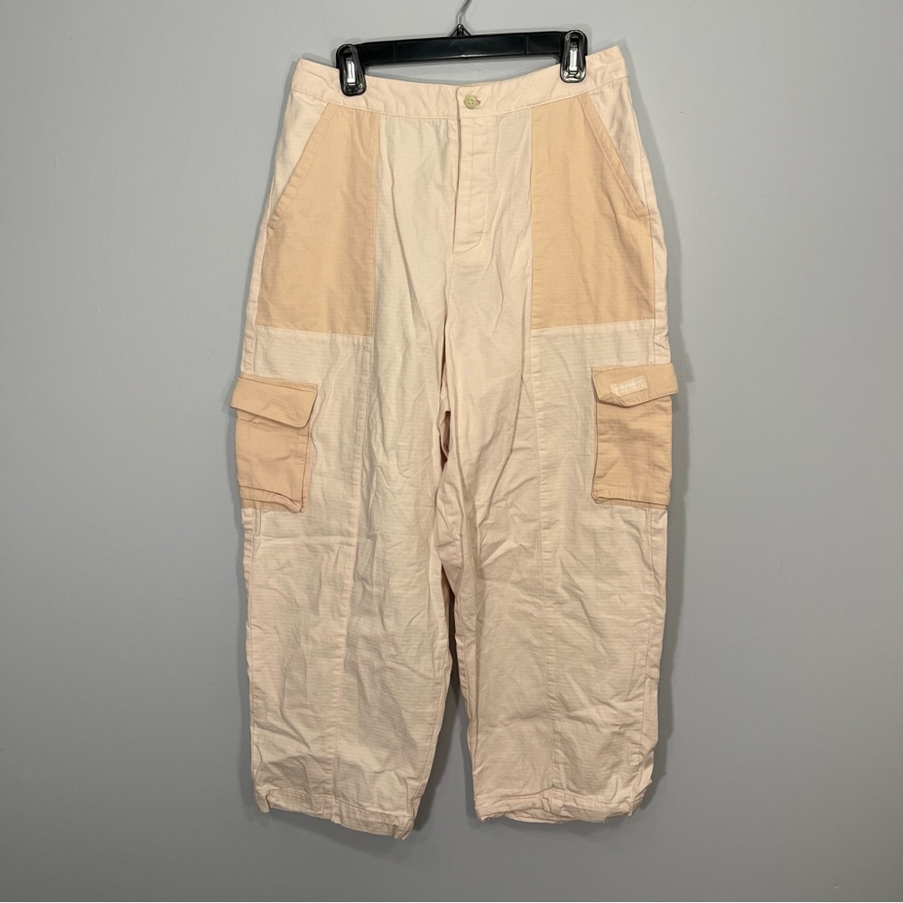 Adidas Pants Womens 10 Ivory Beige High Rise Ripstop Originals Adventure Cargo